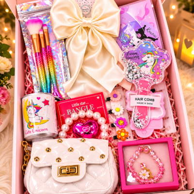Pink Unicorn Gift Hamper for Girls – Cute Accessories & Beauty Set