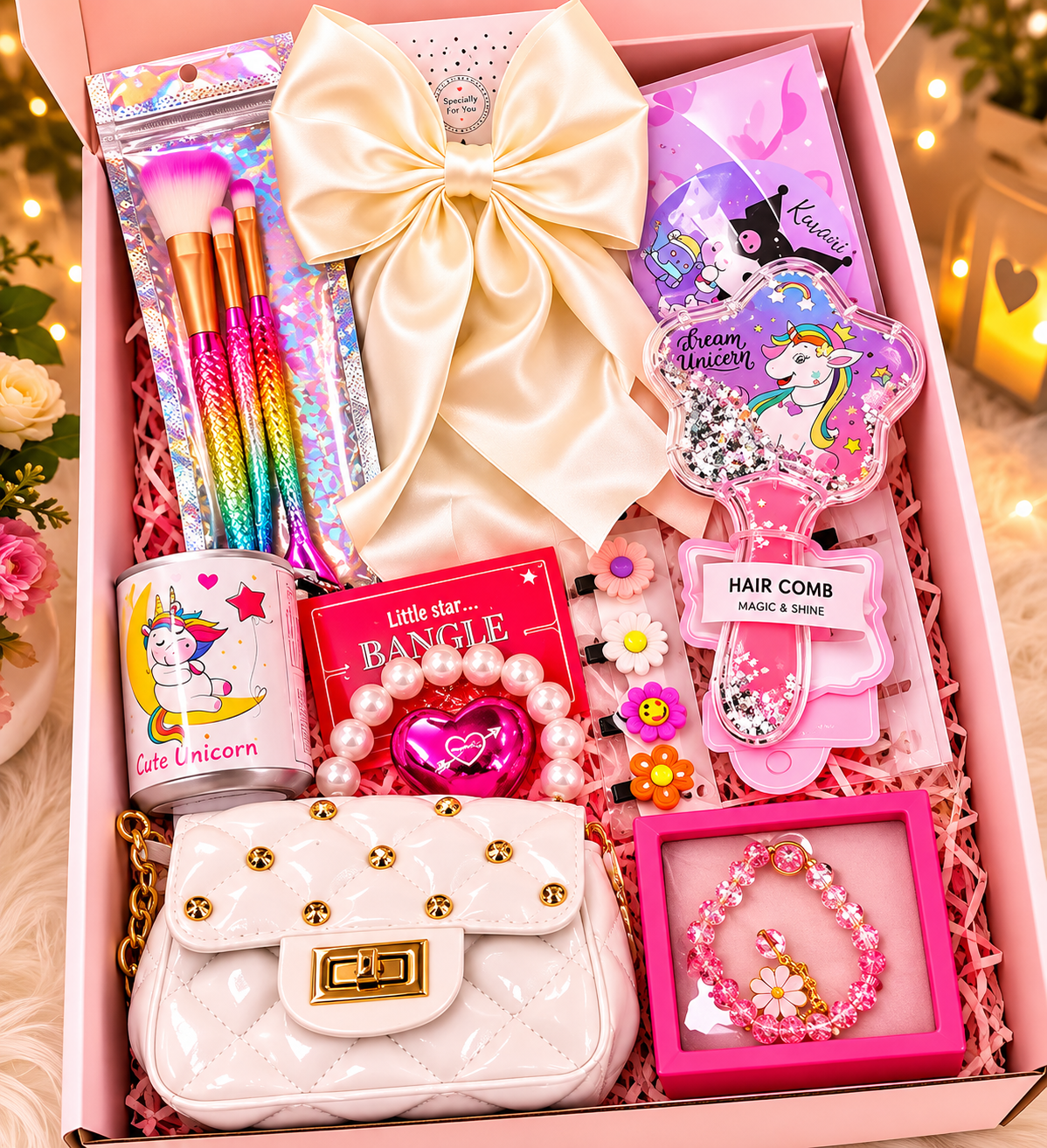 Pink Unicorn Gift Hamper for Girls – Cute Accessories & Beauty Set