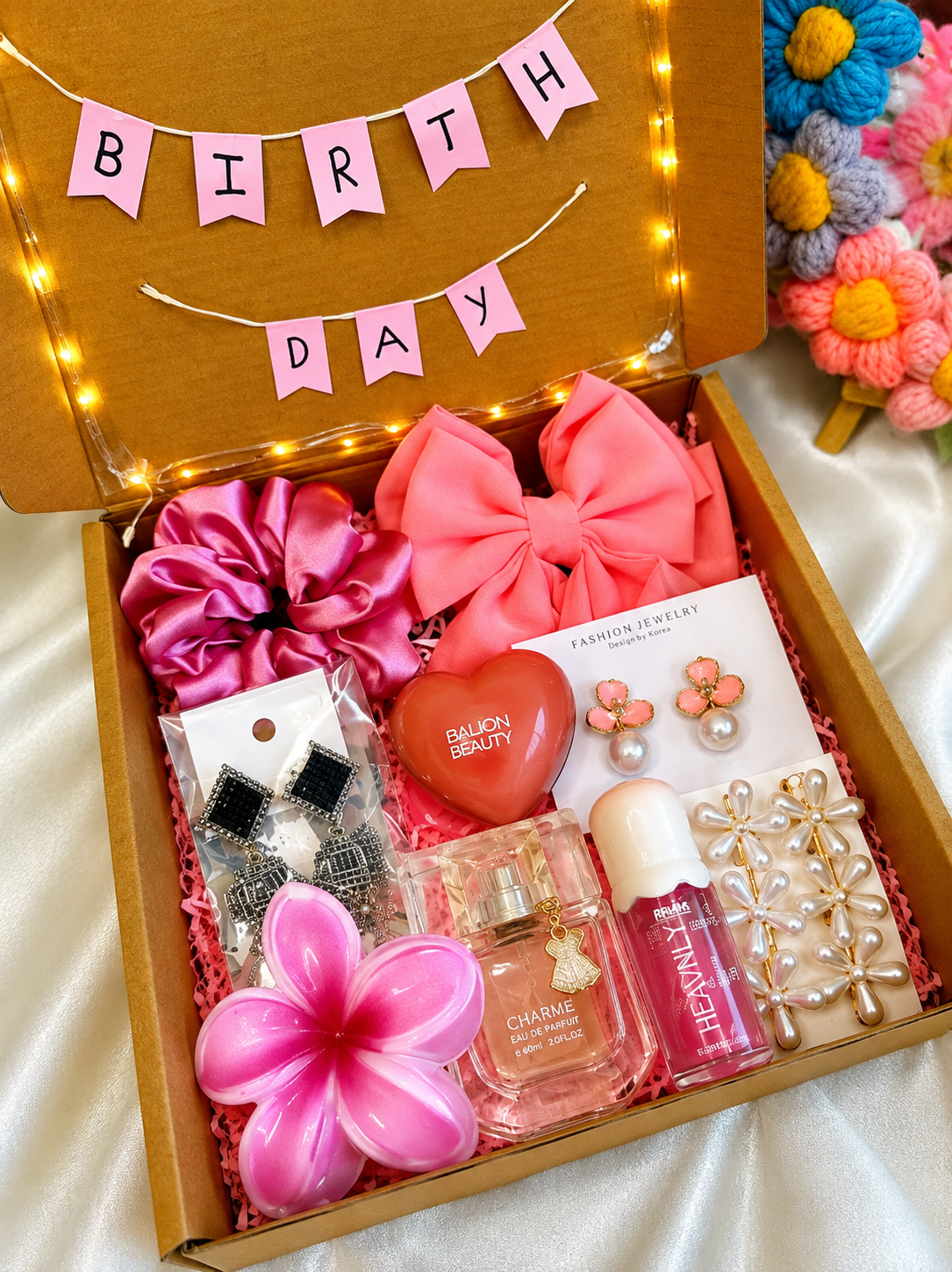 Pink Birthday Gift Hamper – Beauty, Jewellery & Perfume Set