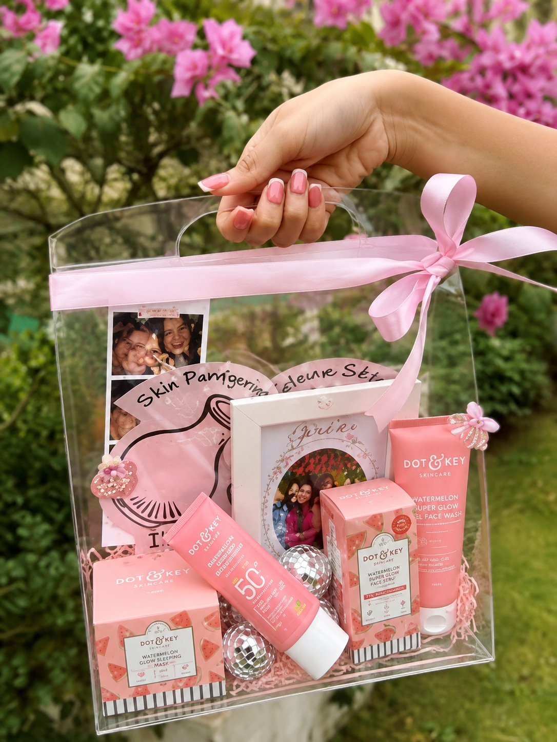 Pink Skincare Gift Hamper with Personalized Photos – Premium Beauty Box