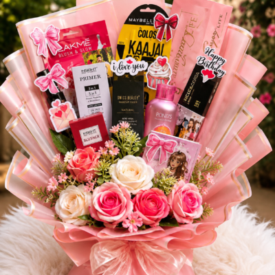 Pink Luxury Makeup Gift Bouquet – Beauty & Cosmetics Hamper