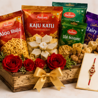 Premium Haldiram’s Namkeen & Kaju Katli Rakhi Gift Hamper