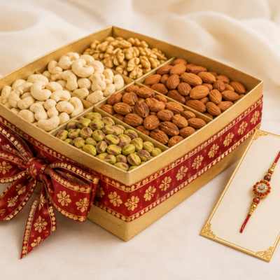Premium Dry Fruit Gift Box with Designer Rakhi