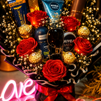Red Rose & Men’s Grooming Luxury Gift Bouquet