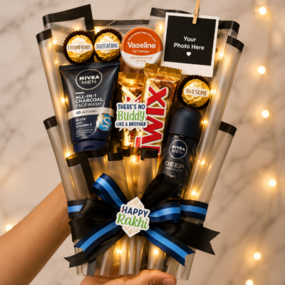 Premium Rakhi NIVEA Men & Chocolate Gift Bouquet