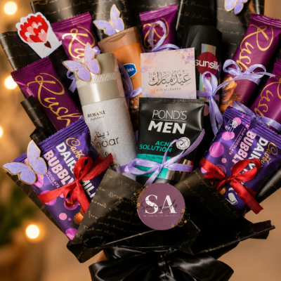 Premium Eid Mubarak Chocolate & Beauty Gift Bouquet