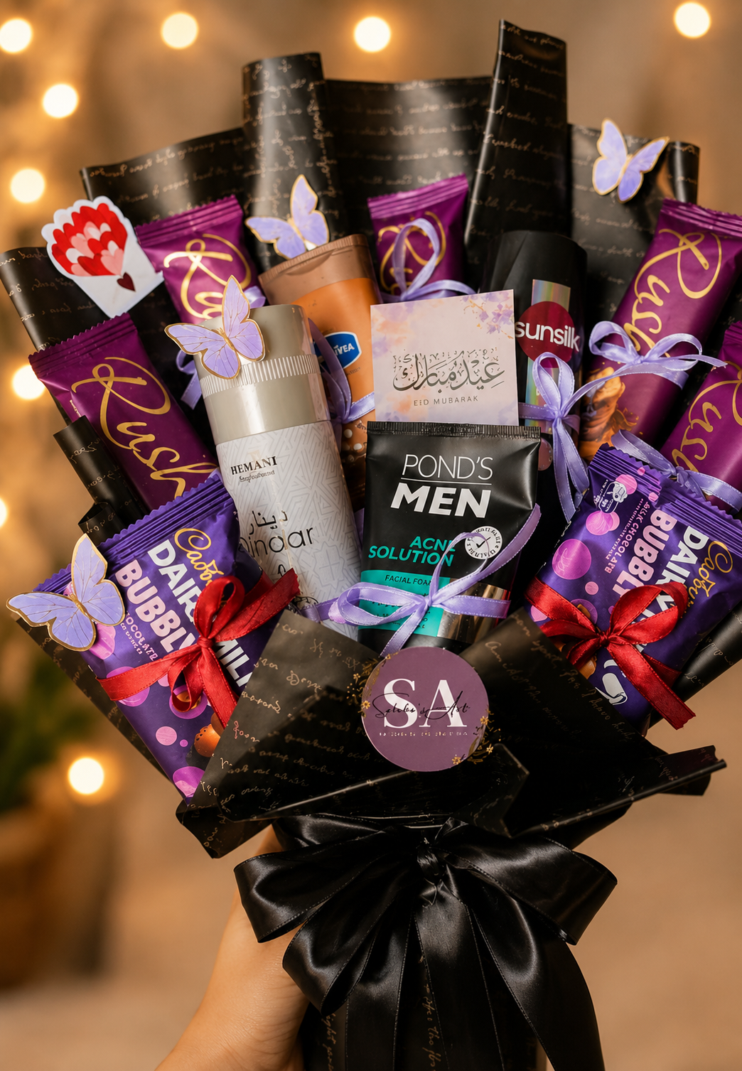 Premium Eid Mubarak Chocolate & Beauty Gift Bouquet