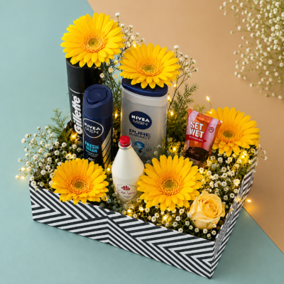 Yellow Flower & Men’s Grooming Luxury Gift Hamper
