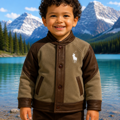 Alpine Explorer Kids Brown & Beige Winter Jacket Set
