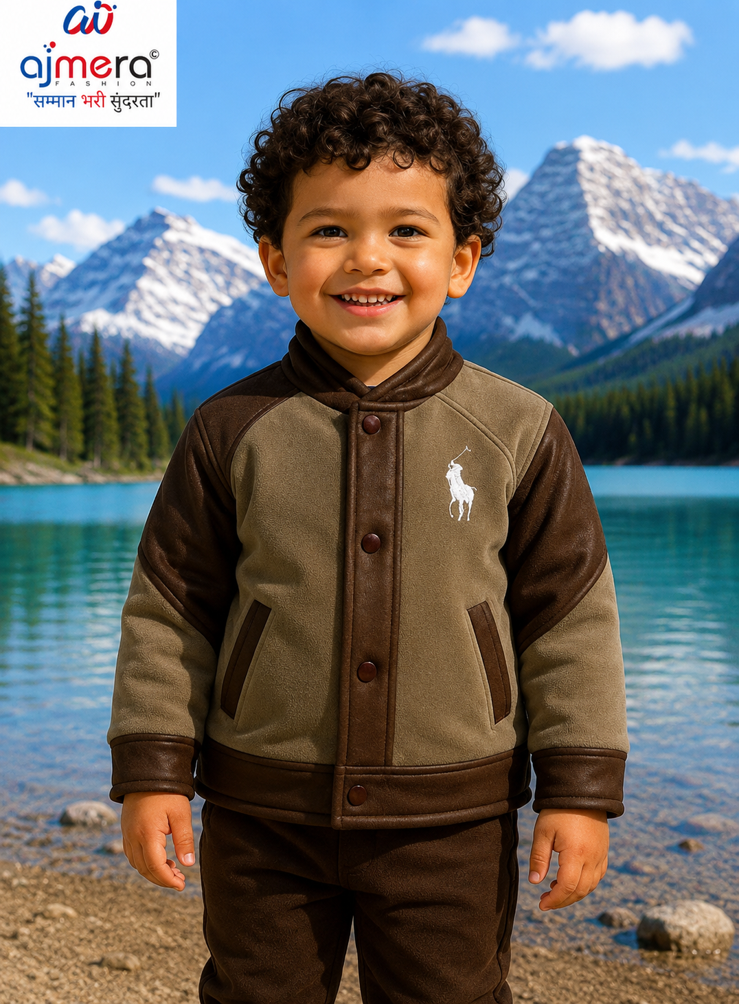 Alpine Explorer Kids Brown & Beige Winter Jacket Set