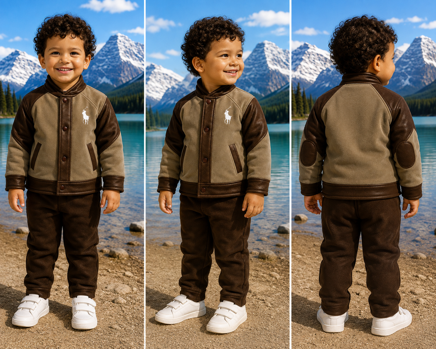 Alpine Explorer Kids Brown & Beige Winter Jacket Set - Image 2