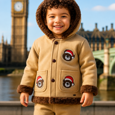 Cozy Bear Kids Winter Hooded Jacket & Pant Set