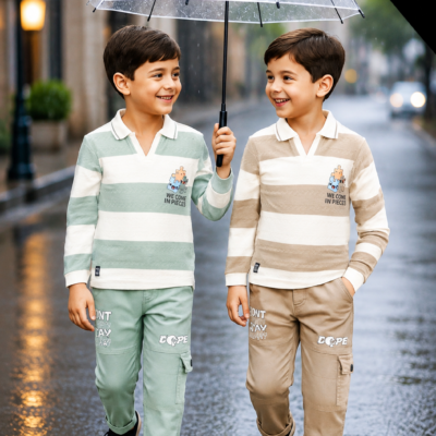 Boys Imported Striped Shirt & Cargo Pant Co-Ord Set – D.No. 1609