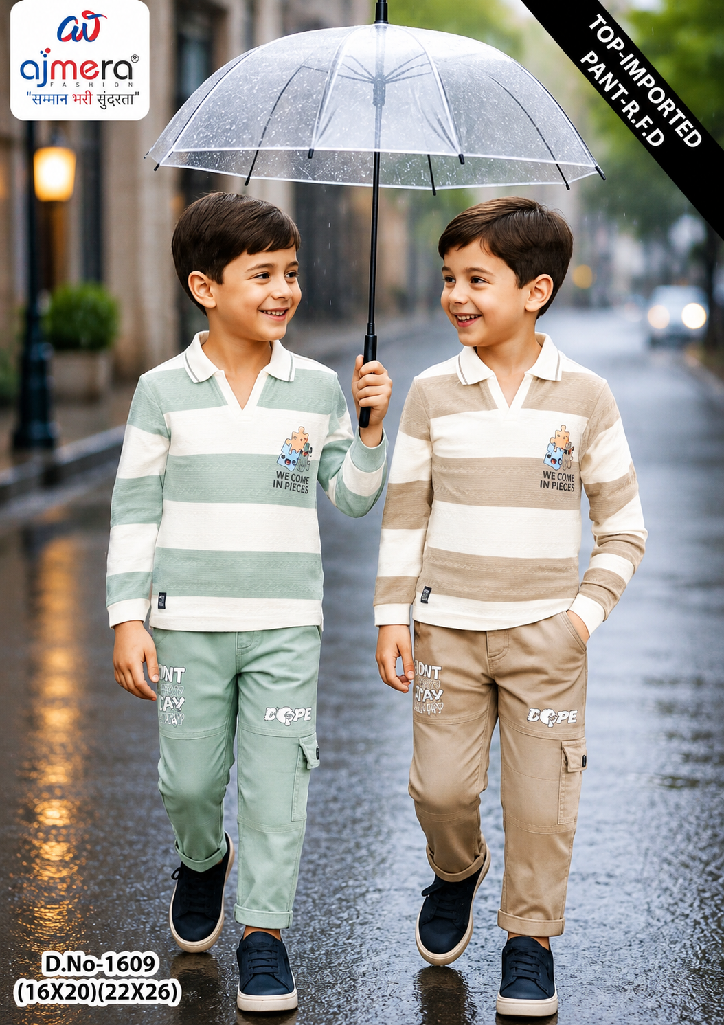 Boys Imported Striped Shirt & Cargo Pant Co-Ord Set – D.No. 1609