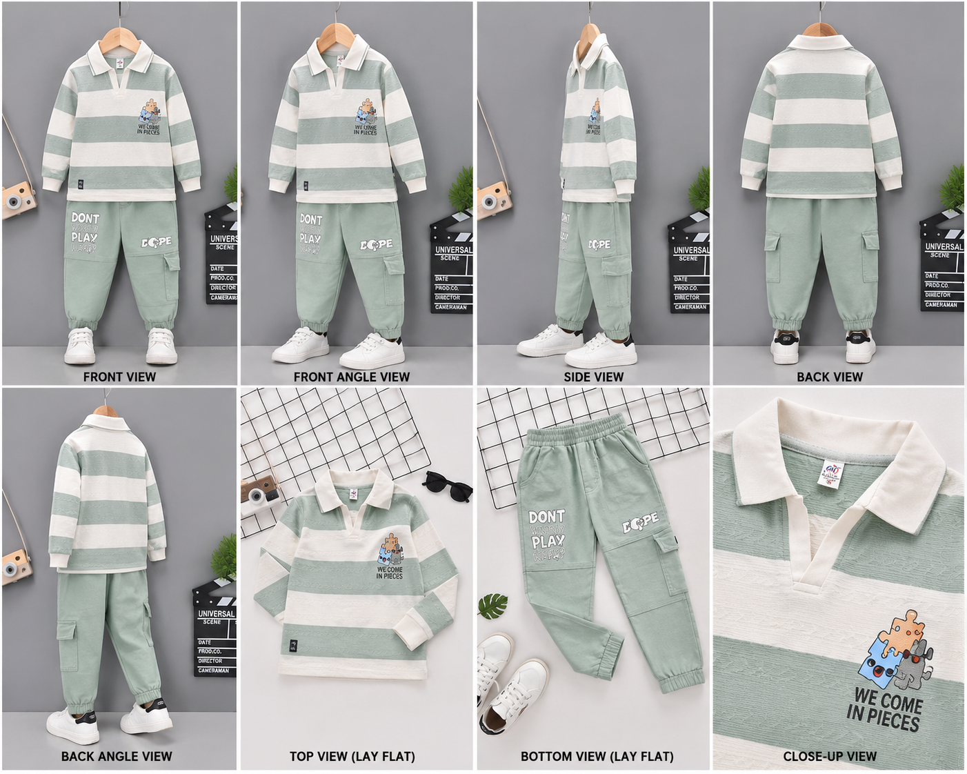 Boys Imported Striped Shirt & Cargo Pant Co-Ord Set – D.No. 1609 - Image 2