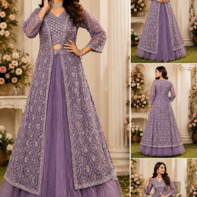 Lavender Purple Embroidered Anarkali Dress