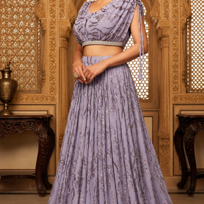 Lavender Sequin Embroidered Lehenga Set