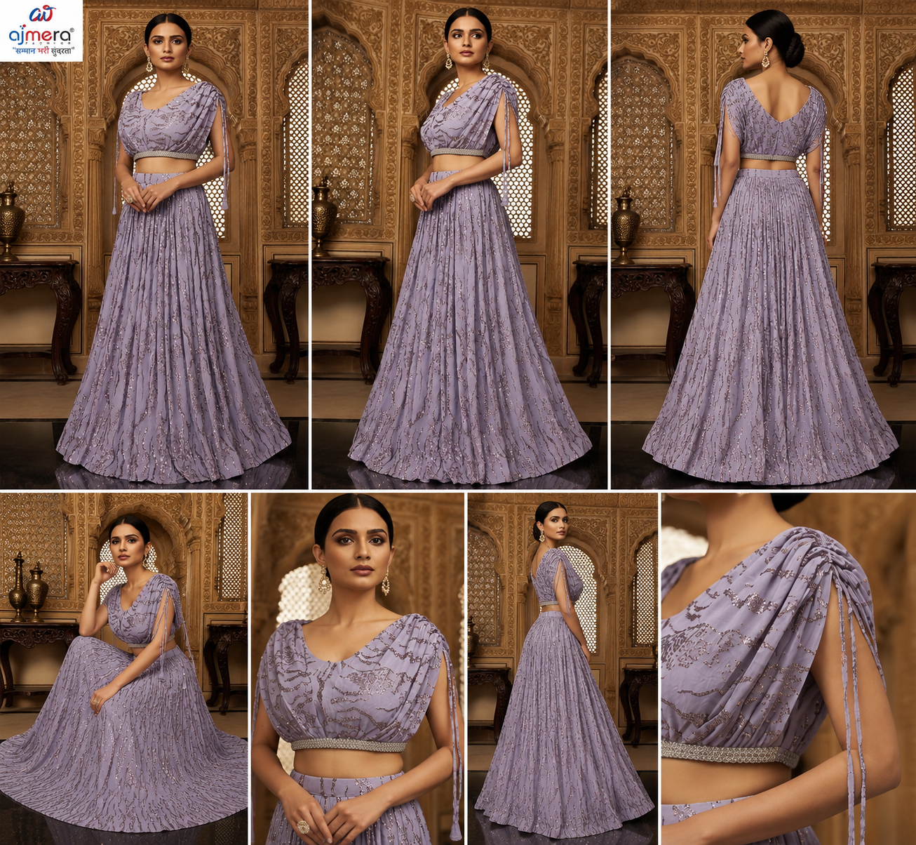 Lavender Sequin Embroidered Lehenga Set - Image 2