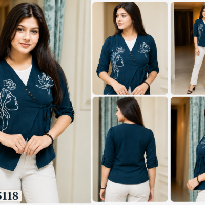 Women’s Designer Teal Wrap Style Top