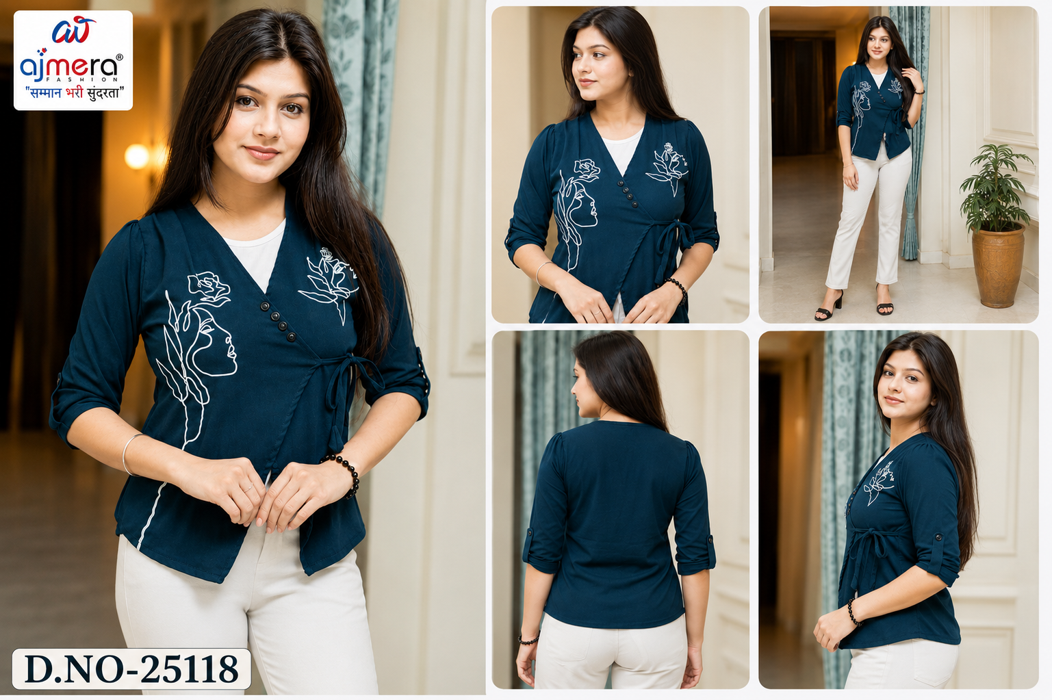 Women’s Designer Teal Wrap Style Top