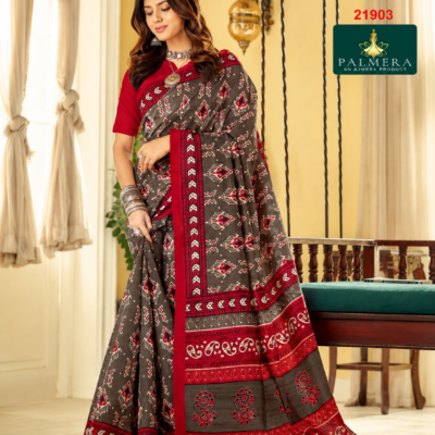 Womaniya Vol-21 21903 Grey & Red Printed Saree