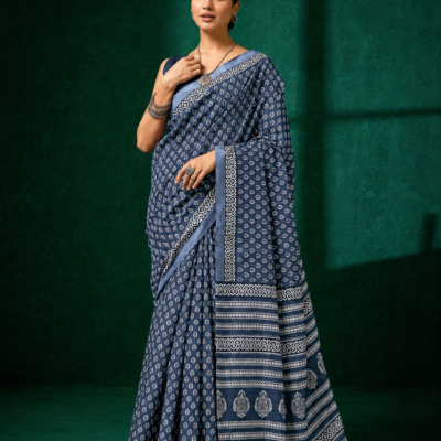 Womaniya Vol-23 23906 Navy Blue Printed Saree