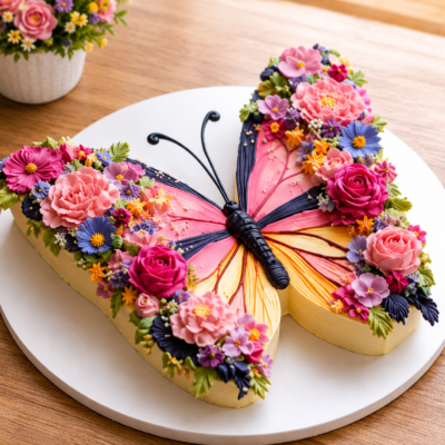 Butterfly Floral Designer Cake