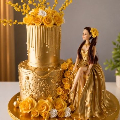 Golden Doll Designer Birthday Cake