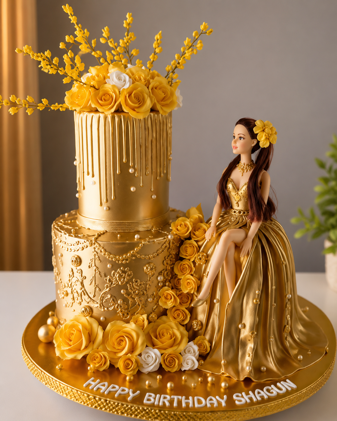 Golden Doll Designer Birthday Cake