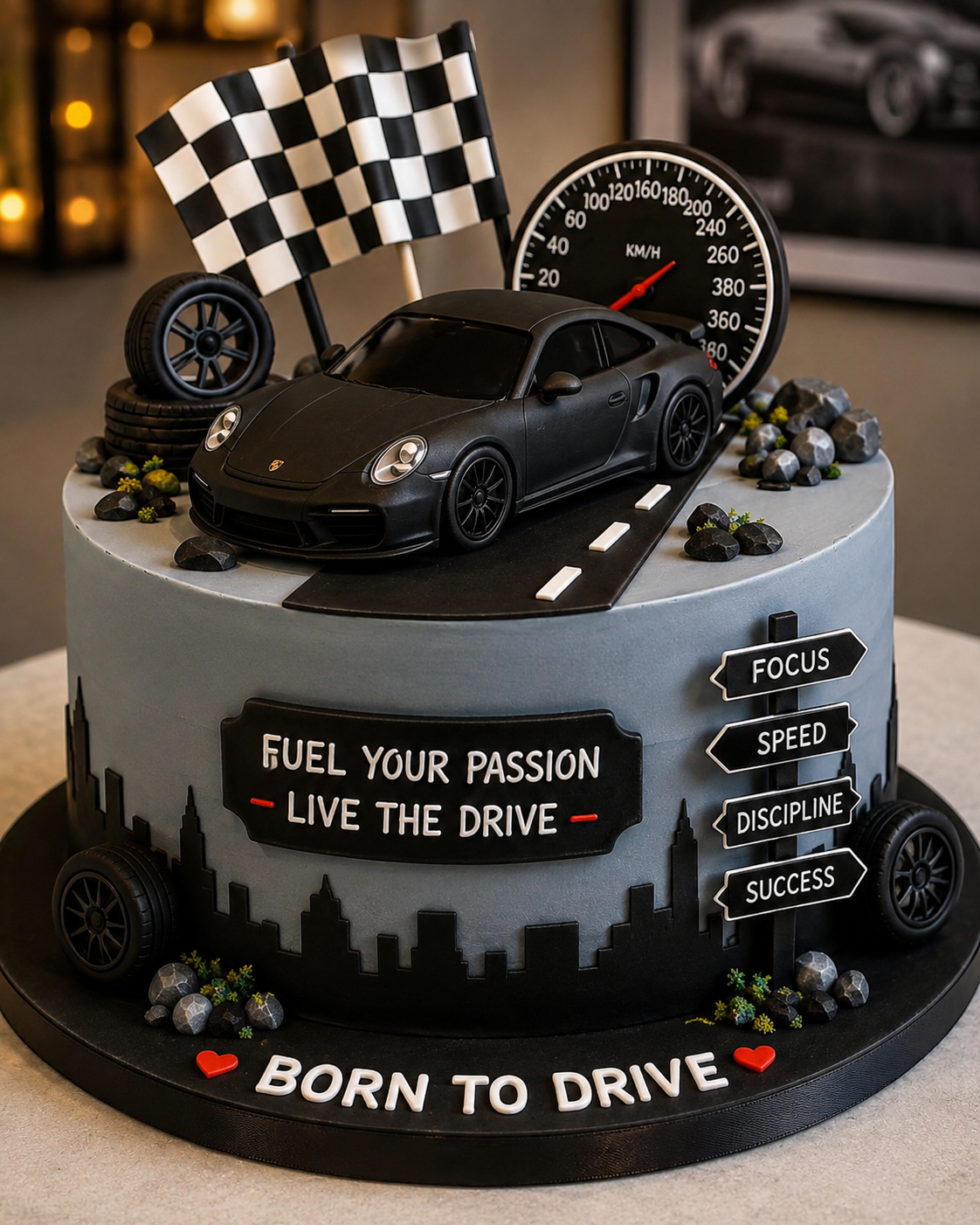 Luxury Racing Car Theme Birthday Cake