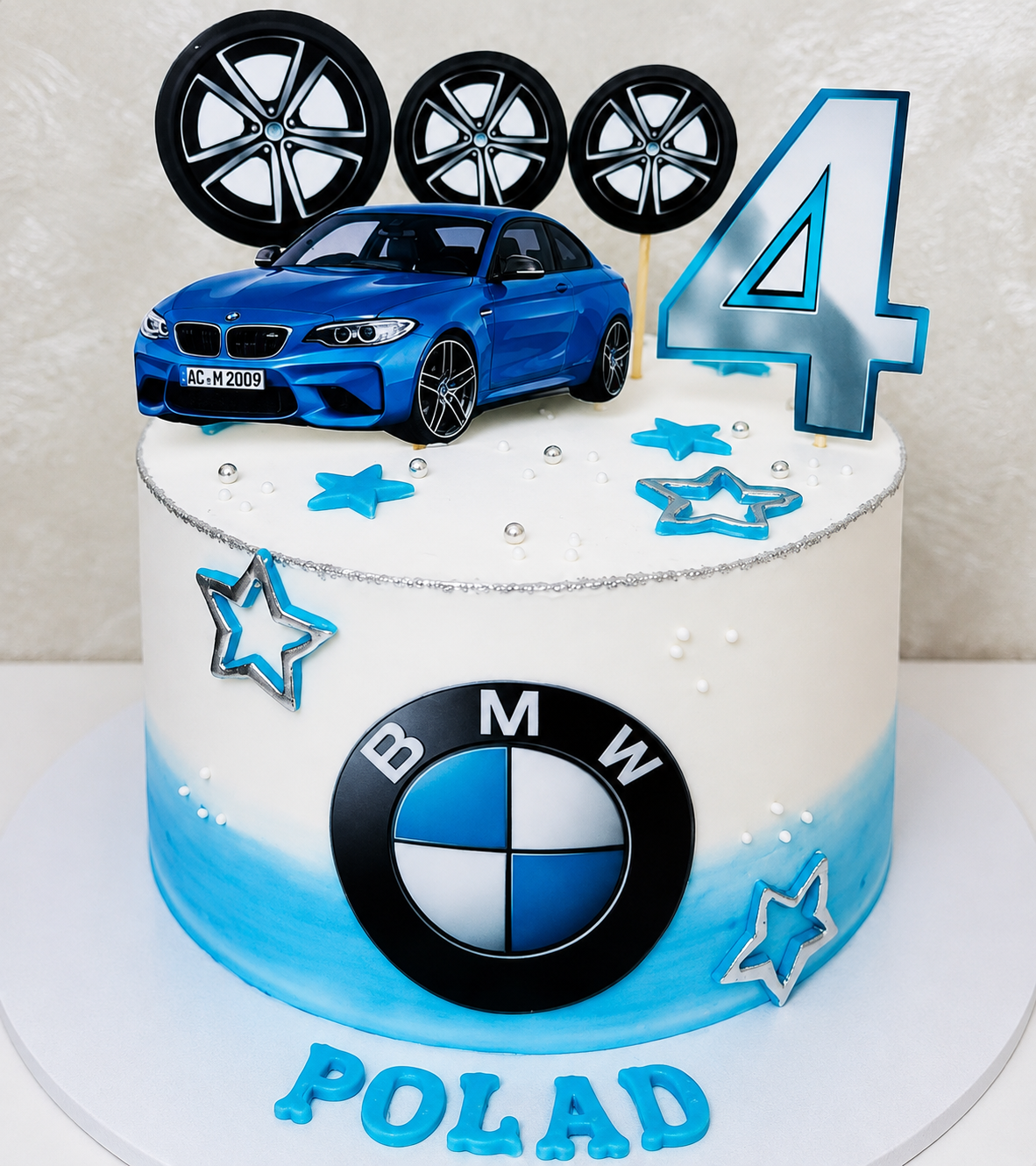 BMW Blue Car Theme Birthday Cake