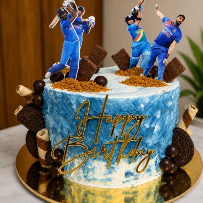 Cricket Theme Birthday Cake – Blue Indian Cricket Designer Cake