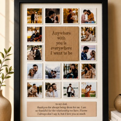Personalized Photo Collage Frame – 15 Photo Memories with Custom Message