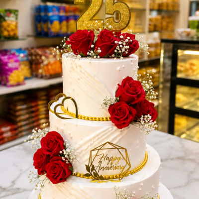 Anniversary Red Rose 3-Tier Cake