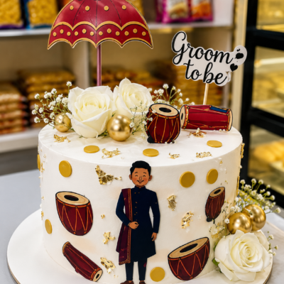 Groom To Be Traditional Dhol Theme Cake