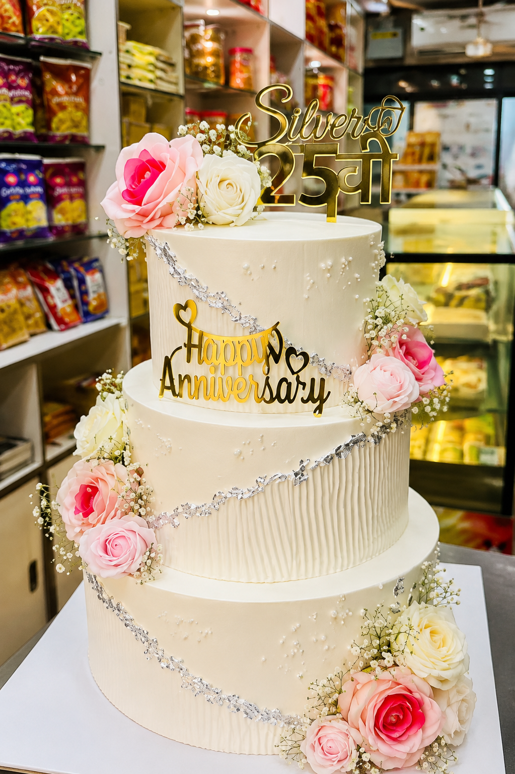 Silver Jubilee 25th Anniversary 3-Tier Cake