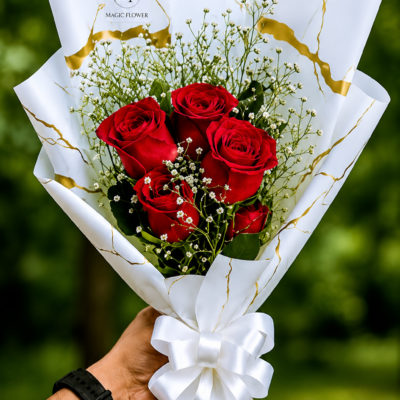 Premium Red Rose Bouquet with Baby’s Breath