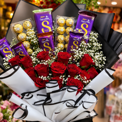 Red Roses & Dairy Milk Silk Chocolate Bouquet
