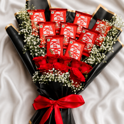 Premium KitKat & Red Rose Chocolate Bouquet