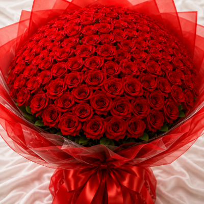Premium Red Rose Bouquet – Grand 100 Roses