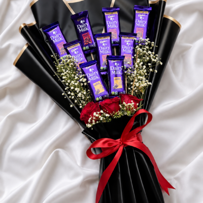 Premium Dairy Milk Chocolate & Red Rose Bouquet