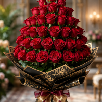 Premium Luxury Red Rose Bouquet – 50 Fresh Red Roses