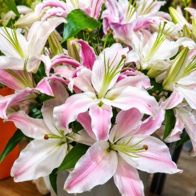 Pink & White Lily Flower Bouquet