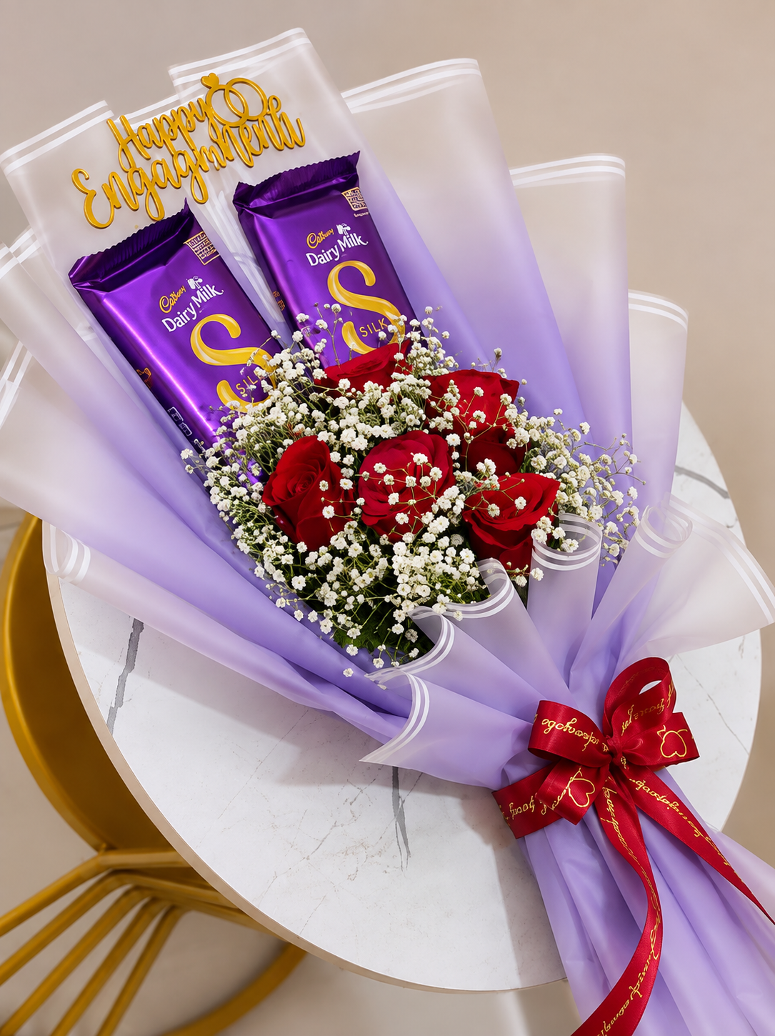 Dairy Milk Chocolate & Red Rose Engagement Bouquet