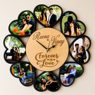 Personalized Love Photo Clock – Heart Shape Couple Photo Frame
