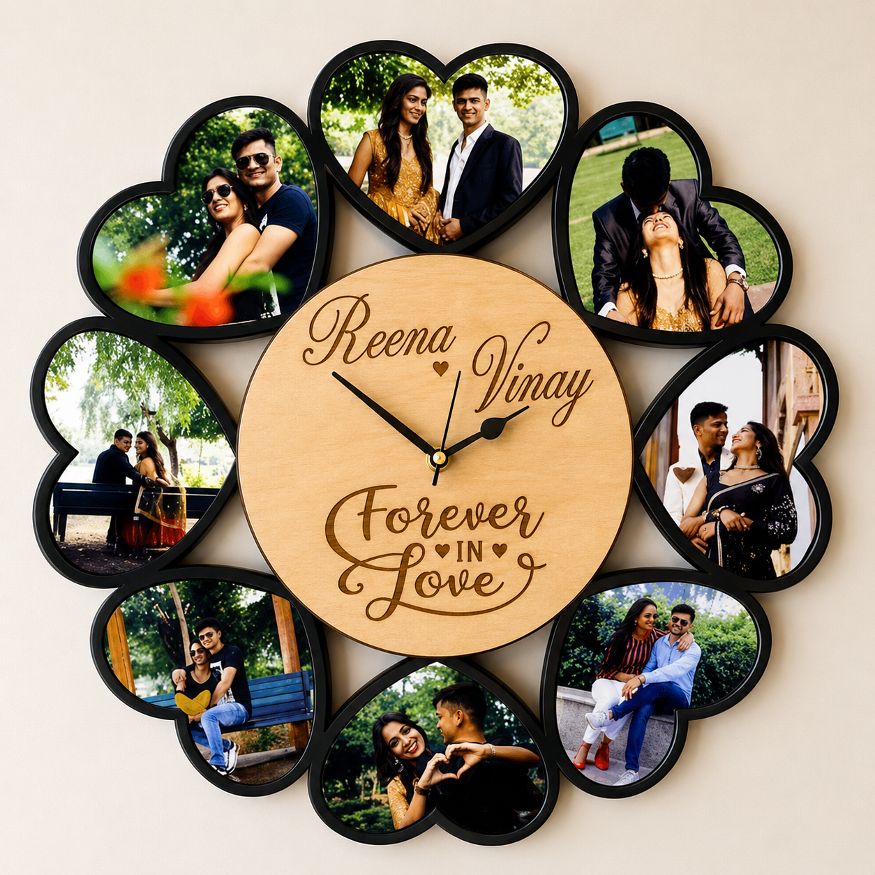 Personalized Love Photo Clock – Heart Shape Couple Photo Frame