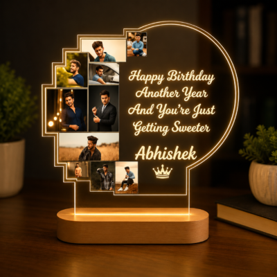 Personalized LED Acrylic Photo Lamp – Birthday Photo Collage