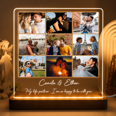 Personalized Couple Photo LED Lamp – 9 Photo Acrylic Memory Lamp