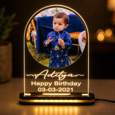 Personalized Acrylic LED Photo Lamp – Birthday Name & Photo Plaque