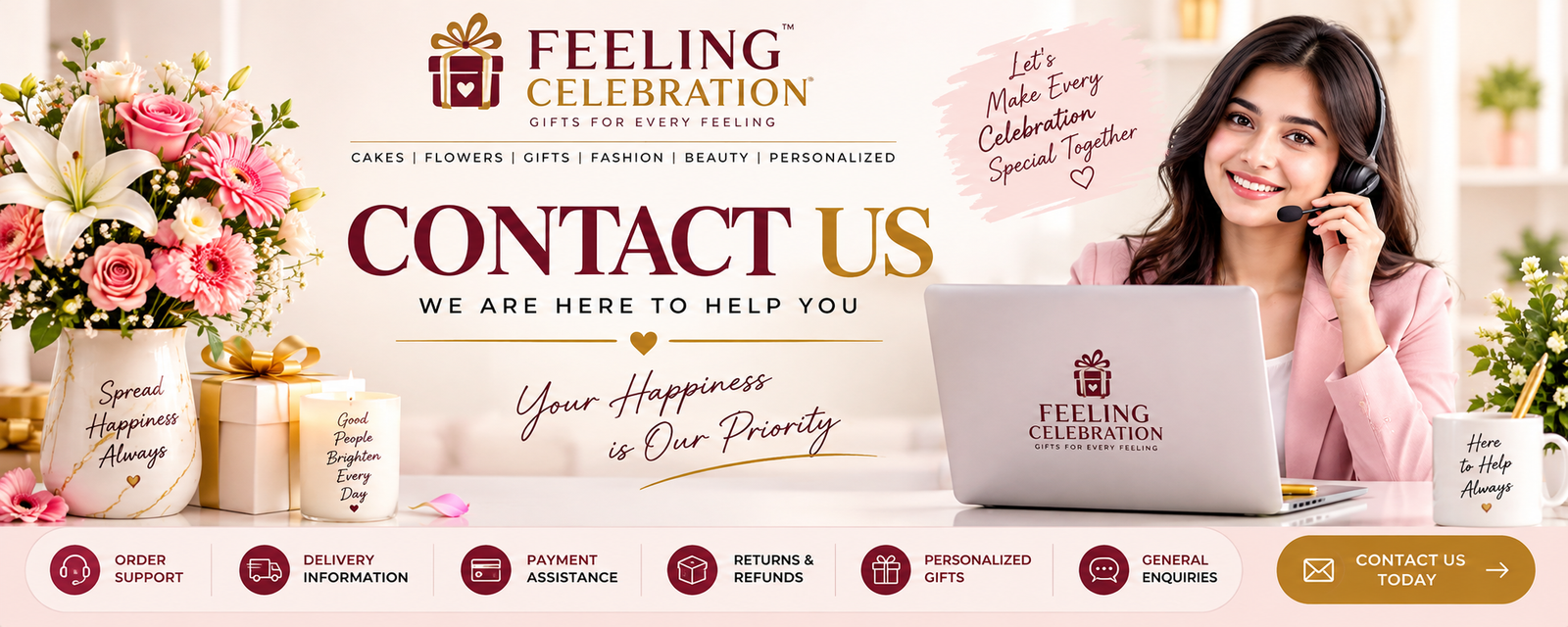 Feeling Celebration Contact Us – Customer Support for Orders, Delivery, Payments, Returns and Personalized Gifts